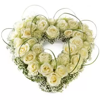 flores Holanda floristeria -  Corazón de funeral de rosas blancas Ramos de  con entrega a domicilio