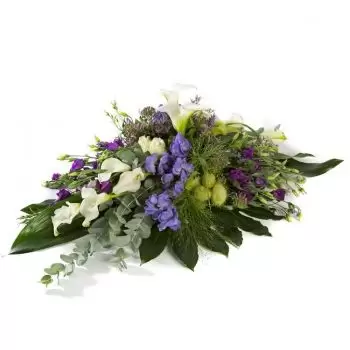 Almere rože- Klasični pogrebni aranžma v modri barvi Cvet Dostava