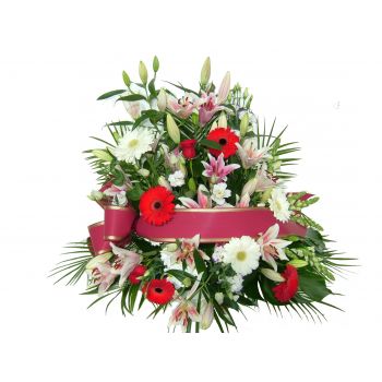 Benahavis online Blomsterhandler - Hvid & rød kiste Buket