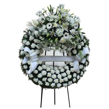 Fuengirola-virágok- Fehér koszorú Virág Szállítás