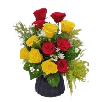 达曼 花- 12朵混合玫瑰 花 交付