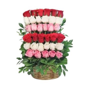 Al Bahah blomster- Kurv med blandede roser Blomst Levering