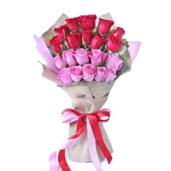 Abu Arish online Blomsterhandler - 20 røde og lyserøde roser Buket