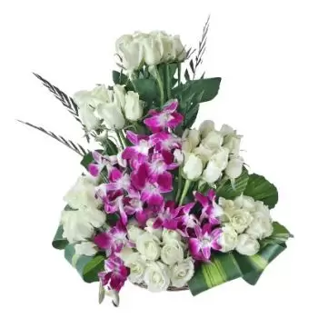 Jadidah Arar blomster- Hvite roser og orkideer Blomst Levering