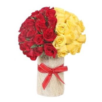 Ad Dilam blomster- Røde og gule roser Blomst Levering