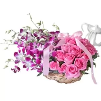 Ash-Shuqayri-virágok- Lila rózsaszín kosár Virág Szállítás
