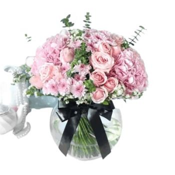 بائع زهور أبو عريش- الزهور الوردية المختلطة زهرة التسليم