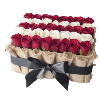بائع زهور الرياض- الورود في علبة الجوت زهرة التسليم
