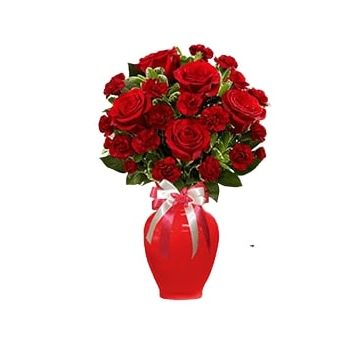 Abu  Arish flowers  -  Red Roses & carnitions  Flower Delivery