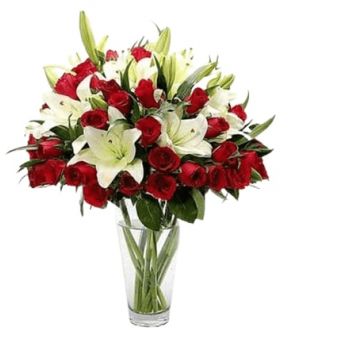 Adh Dhibiyah Florista online - Rosas e lírios Buquê