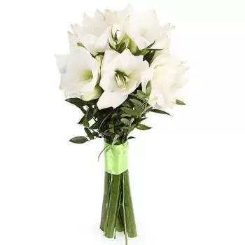 Prága-virágok- Fehér Amaryllis csokor Virágkötészeti csokor