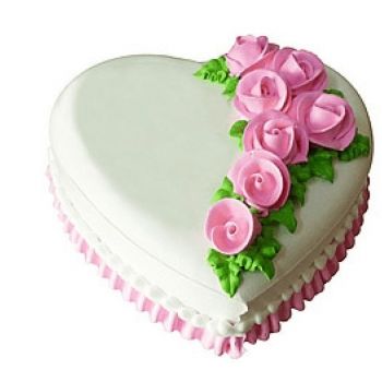 담 맘 꽃- 바닐라 하트 케이크 꽃 배달