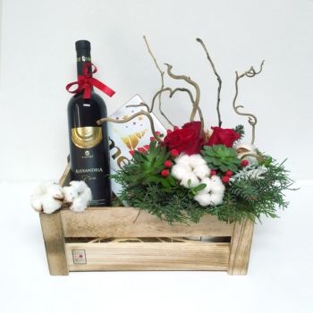 Brvenica λουλούδια- Καλά Χριστούγεννα κουτί Μπουκέτο/ρύθμιση λουλουδιών