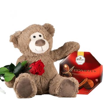 Drezda-virágok- Szerelem Gourmet Teddybear Virágkötészeti csokor