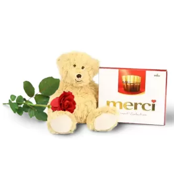 nett Online Blumenhändler - Liebe Gourmet-Teddybär Blumenstrauß