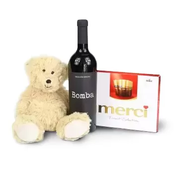 ΣΟΦΙΑ σε απευθείας σύνδεση ανθοκόμο - Teddybear & Wine Μπουκέτο