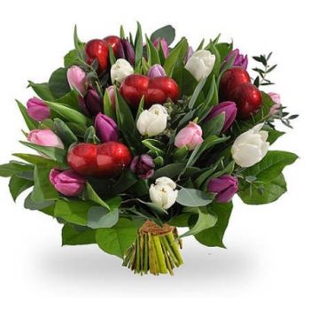 Brüsszel-virágok- Valentin tulipán Virágkötészeti csokor