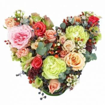 Nantes Toko bunga online - Casablanca Bucolic Flower Heart Karangan bunga