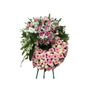 Gavarr Online Blumenhändler - Kranz Pink & Weiß Blumenstrauß