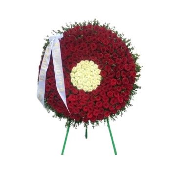 Ashtarak Online Blumenhändler - Kranz Rot & Weiß Blumenstrauß