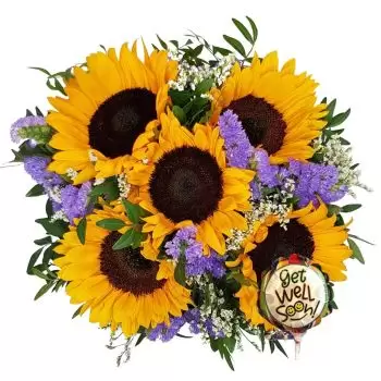 Balzers Blumen Florist- Sonnenschein mit Ballon Bouquet/Blumenschmuck