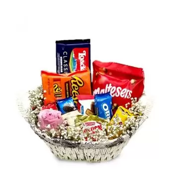 Jeddah-virágok- Csokoládé és sütemény Virágkötészeti csokor
