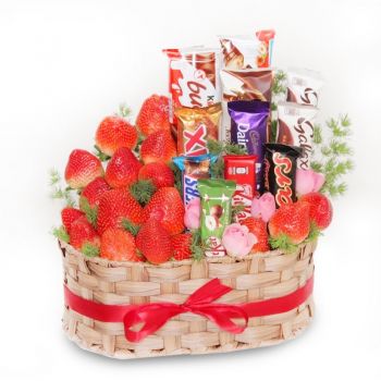 Dammam blomster- Sjokolade og jordbær Blomst Levering