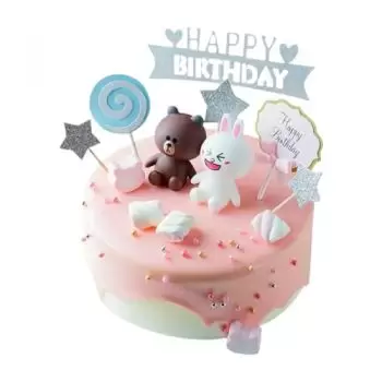 광저우 온라인 꽃집 - 크림 귀여운 케이크 부케