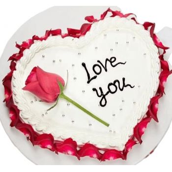 China flowers  -  Heart Cream Cake Flower Delivery