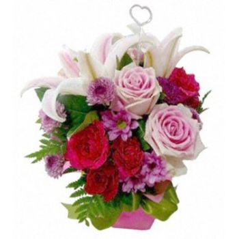 Патая цветя- Сладка лилава и розова ваза Цвете Доставка