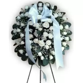 Batam flowers  -  Wreath of white roses  Flower Delivery