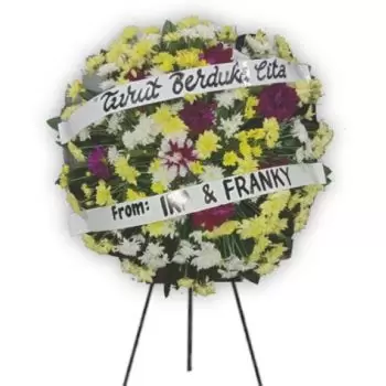 Ломбок Доставка цветов - Венок из смешанных ромашек на похороны Букет