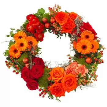 Антверпен цветя- Ярко оранжев погребален венец Цвете Доставка