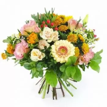 Ouvea bunga- Sejambak bulat merah jambu & oren Hamburg Bunga Penghantaran