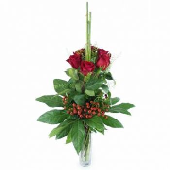 Parika (Parika) bloemen bloemist- Lang boeket Zaragoza rode rozen Bloem Levering