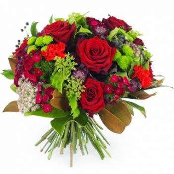 נומיה פרחים- זר עגול אדום של ריגה פרח משלוח