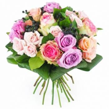 פונוניל חנות פרחים באינטרנט - זר פסטל של ורדים מגוונים נחמד זר פרחים