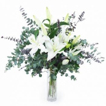 Szent József online virágüzlet - Rusztikus csokor fehér liliomok Herne Csokor