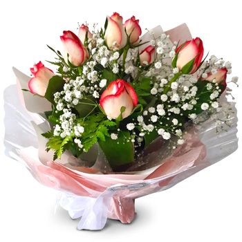 flores de Quatre Bornes- Rosas cor-de-rosa suaves e exuberantes Flor Entrega