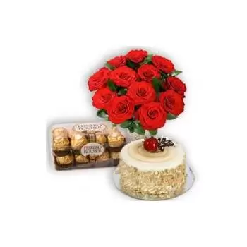 Tasikmalaya חנות פרחים באינטרנט - עוגה עם שוקולד זר פרחים