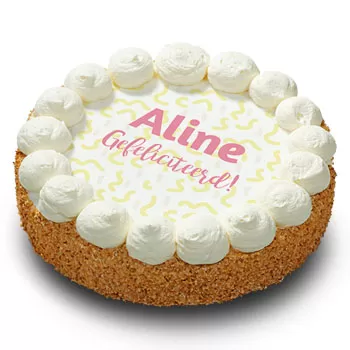 Groningen Fleuriste en ligne - Gâteau à la crème fouettée 'Félicitations' Bouquet