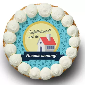 Rotterdam Floristeria online - Pastel de crema batida 'Nuevo hogar' Ramo de flores