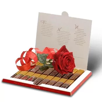 Brjastovo blomster- Rose i chokolade Blomst Levering