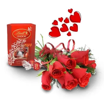 bulgarien blommor- Ros och chokladbukett Blomma Leverans
