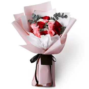 קלמנטי פרחים- זר ורדים מסמיק פרח משלוח
