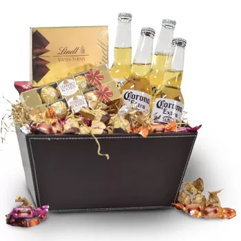 Singapore flowers  -  Leather Box Filled with Assorted Treats  Delivery
