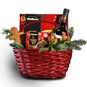 Singapore, Singapore flowers  -  Decorated Christmas Gift Basket  Delivery
