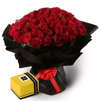 Deira Online kukkakauppias - Silmäänpistäviä ruusuja Kimppu