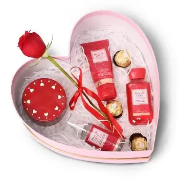 Abu Dhabi Floristeria online - Caja sorpresa de San Valentin Ramo de flores