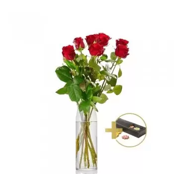 flores Bergen Limburg floristeria -  chocolate y 7 rosas Ramos de  con entrega a domicilio
